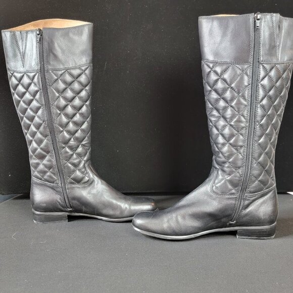 Corso Como Black Quilted Leather Knee-High Boots 8.5M - Picture 8 of 14